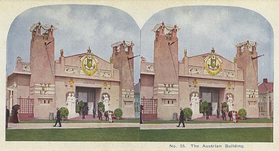 World Fair 1904 St. Louis - the Austrian Government Pavilion - Stereoview: Nr. 55 The Austrian Building